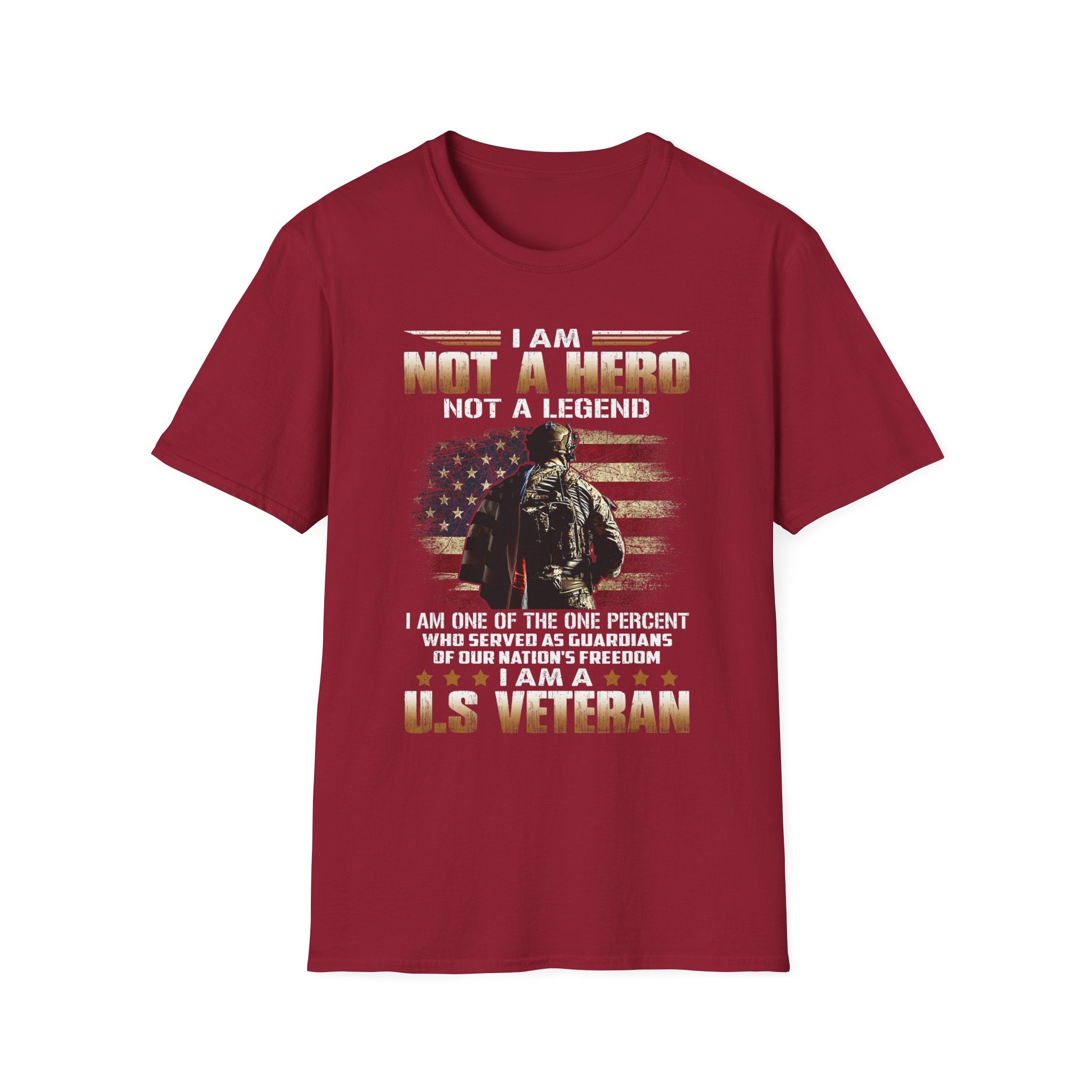 I Am Not a Hero I Am a U.S. Veteran T-Shirt | American Flag Soldier Tee