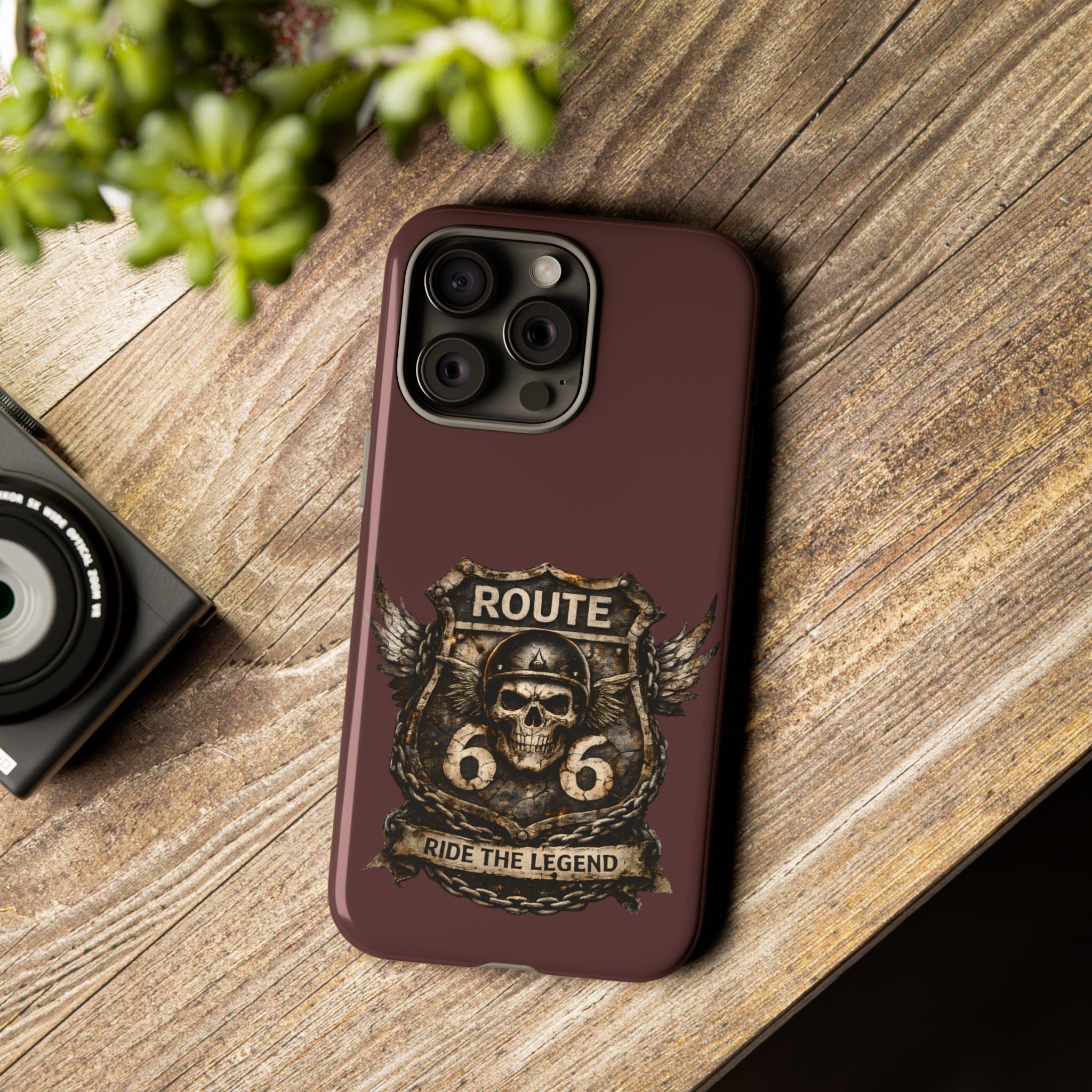 Route 66 Skull Helmet phone case | Motorcycle emblem, Ride the Legend