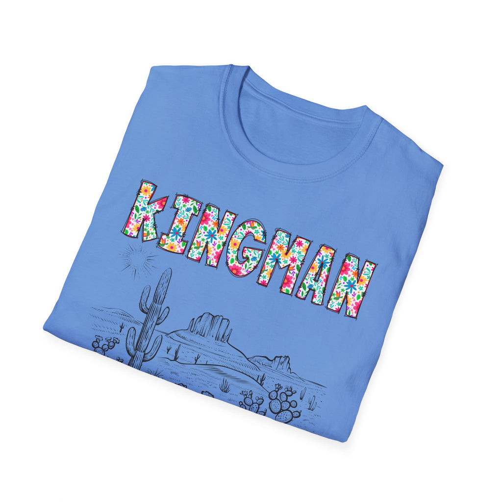 Kingman Arizona Colorful Mens Womans Unisex T-Shirt, Casual Wear, Travel Souvenir, Gift for Nature Lovers, Vacation Tee