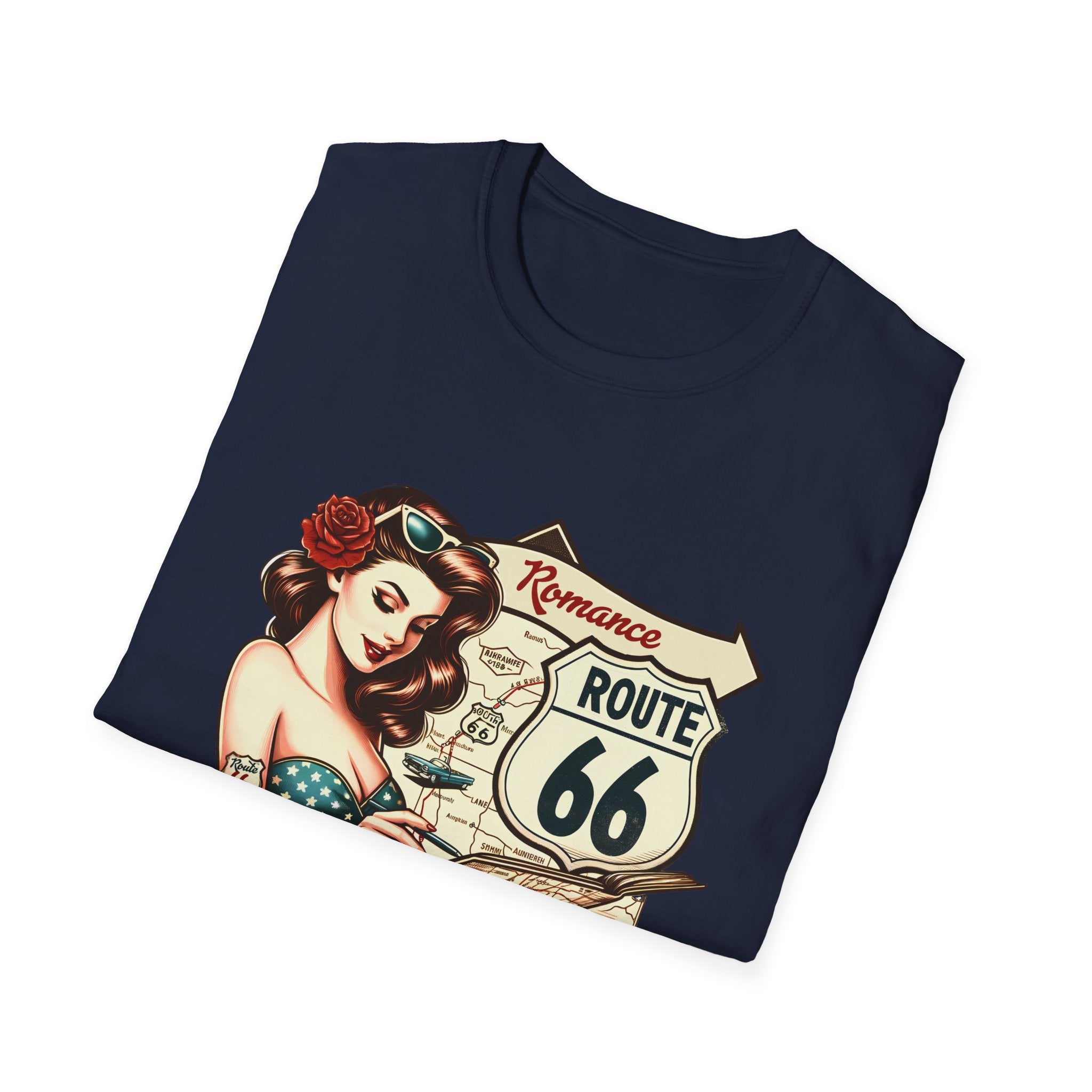 Pinup Girl Route 66 T-Shirt | Vintage Roadtrip Retro Sign