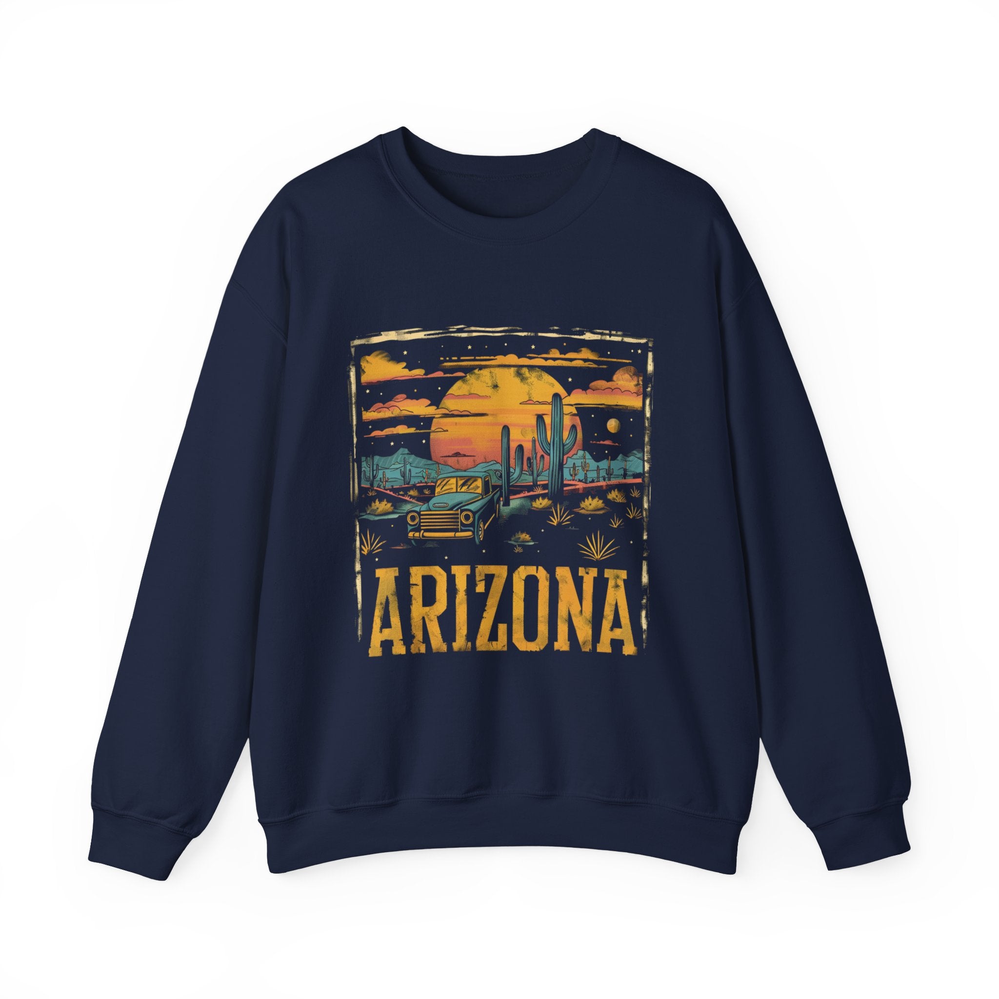 Arizona Desert Sunset Sweatshirt | Retro Cactus Landscape