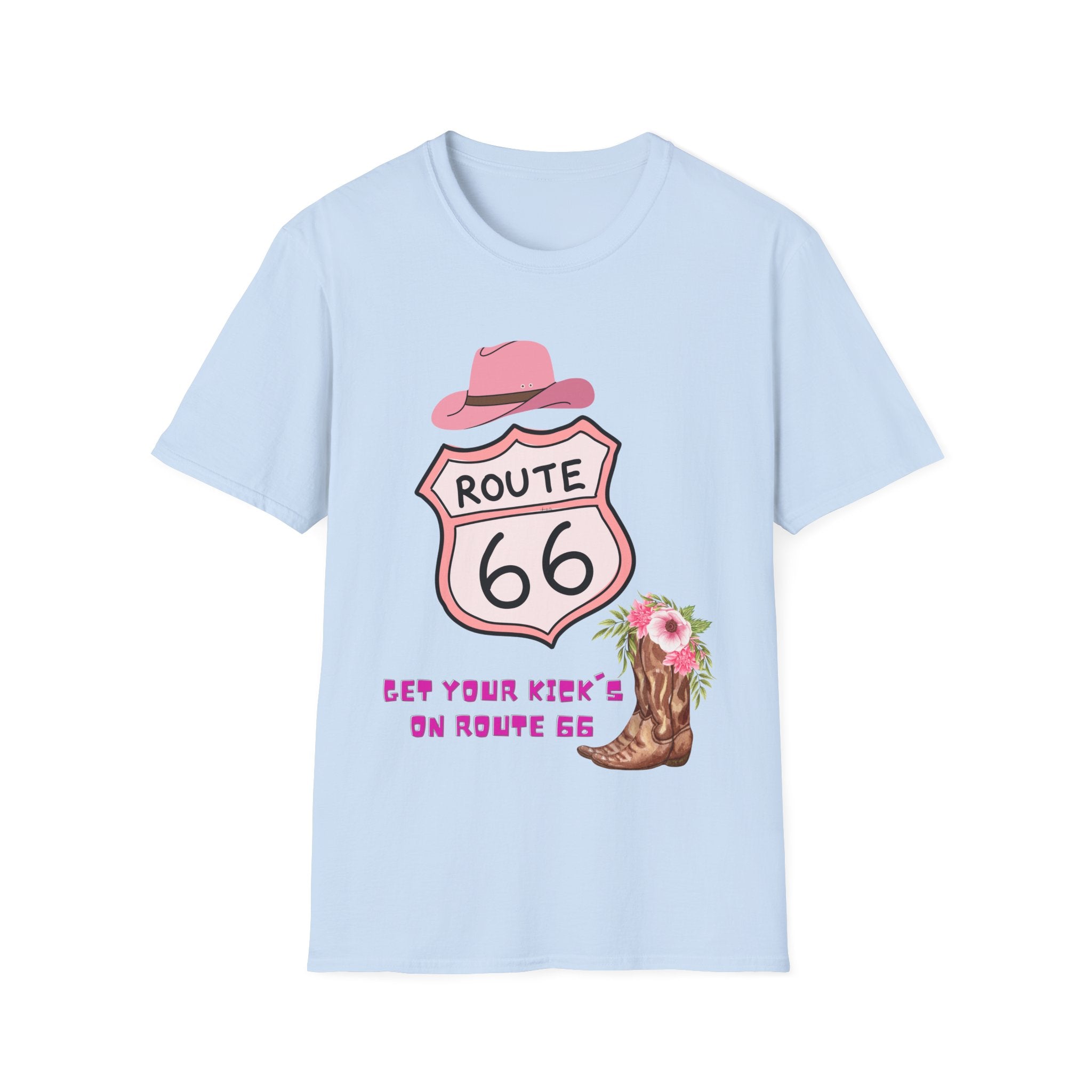 Route 66 Softstyle T-Shirt, Get Your Kick's On, Men Women, Unisex Tee Gift, Travel Highway Shirt