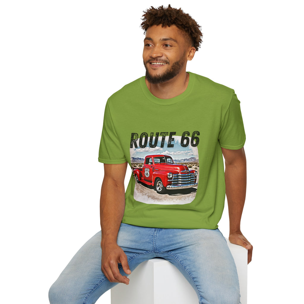 Route 66 Red Vintage Truck T-Shirt | Retro Highway Graphic