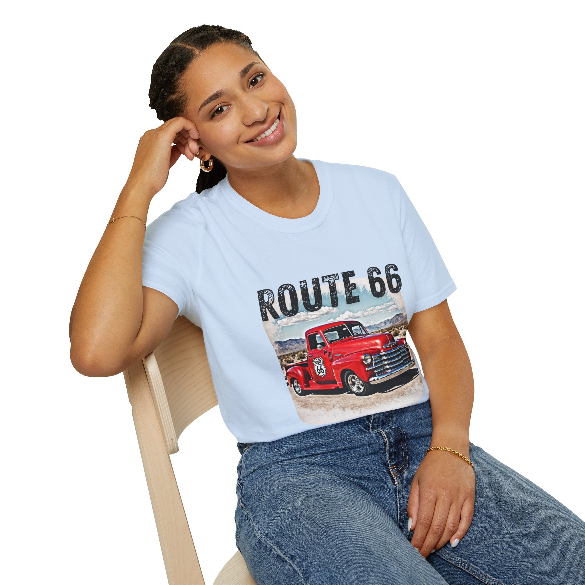Route 66 Red Vintage Truck T-Shirt | Retro Highway Graphic