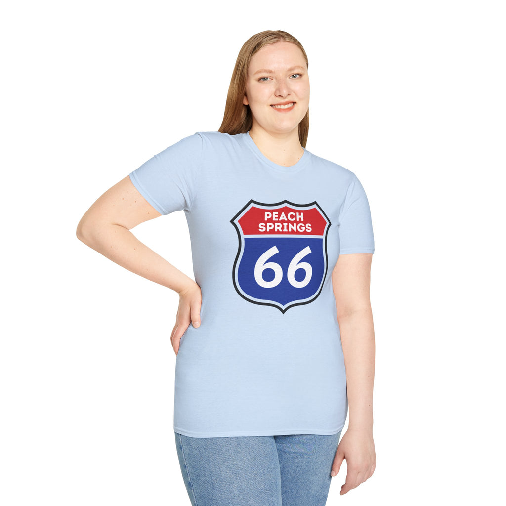 Peach Springs 66 Shield T-Shirt | Route 66 Road Sign Shirt