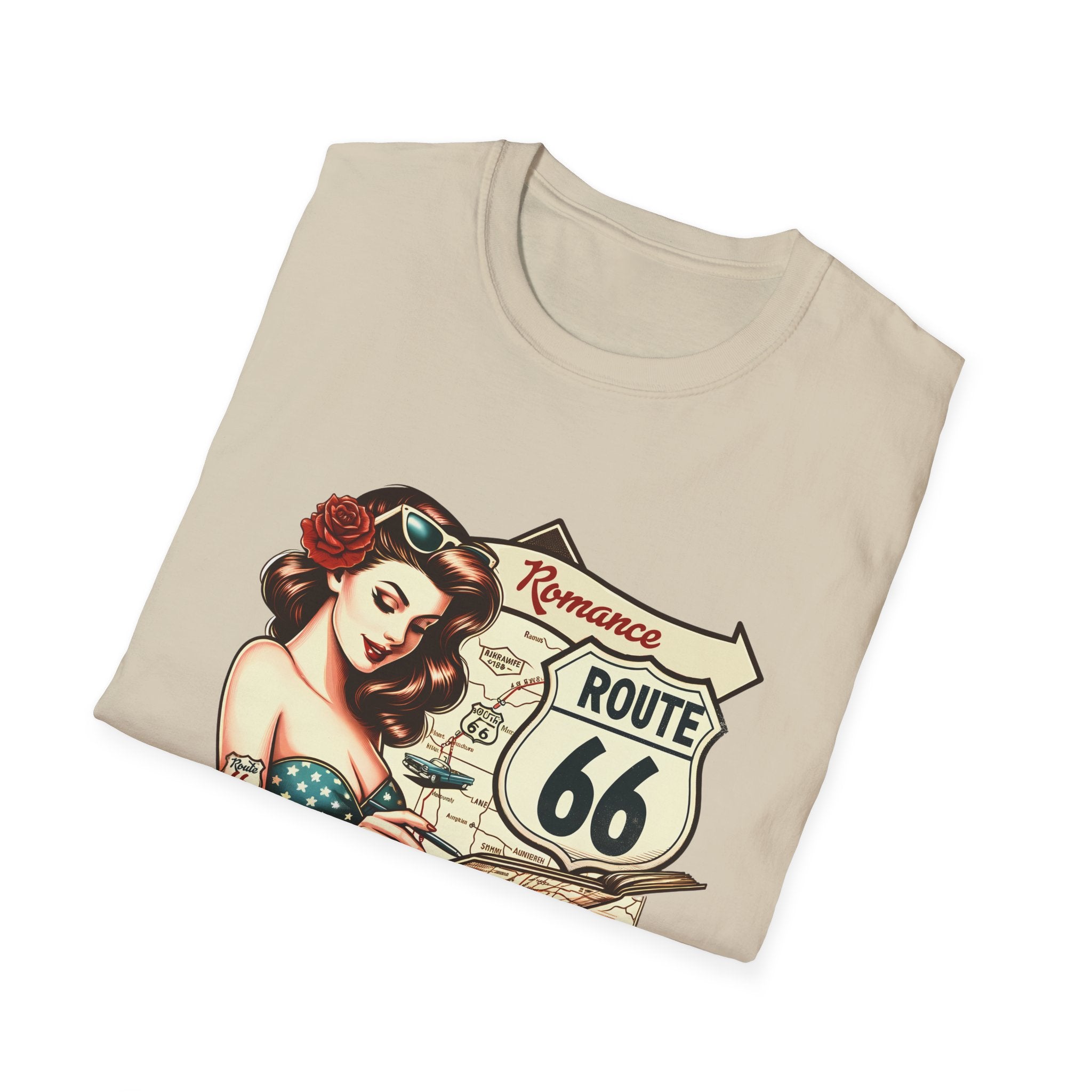 Pinup Girl Route 66 T-Shirt | Vintage Roadtrip Retro Sign