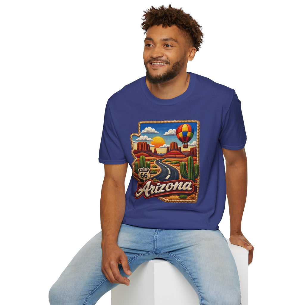 Arizona Route 66 Desert Road T-Shirt | Hot Air Balloon Southwestern Scene