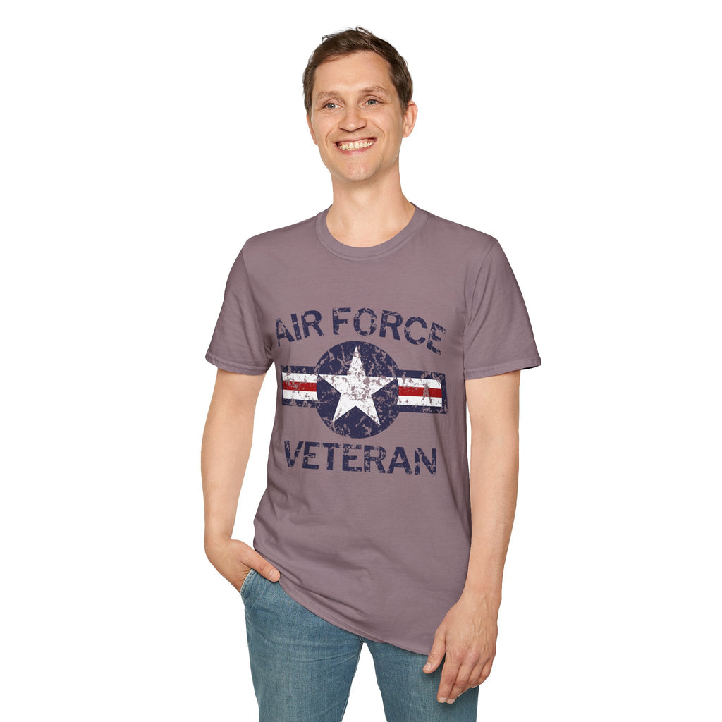 Air Force Veteran Distressed Logo T-Shirt | Military Star Stripe Tee