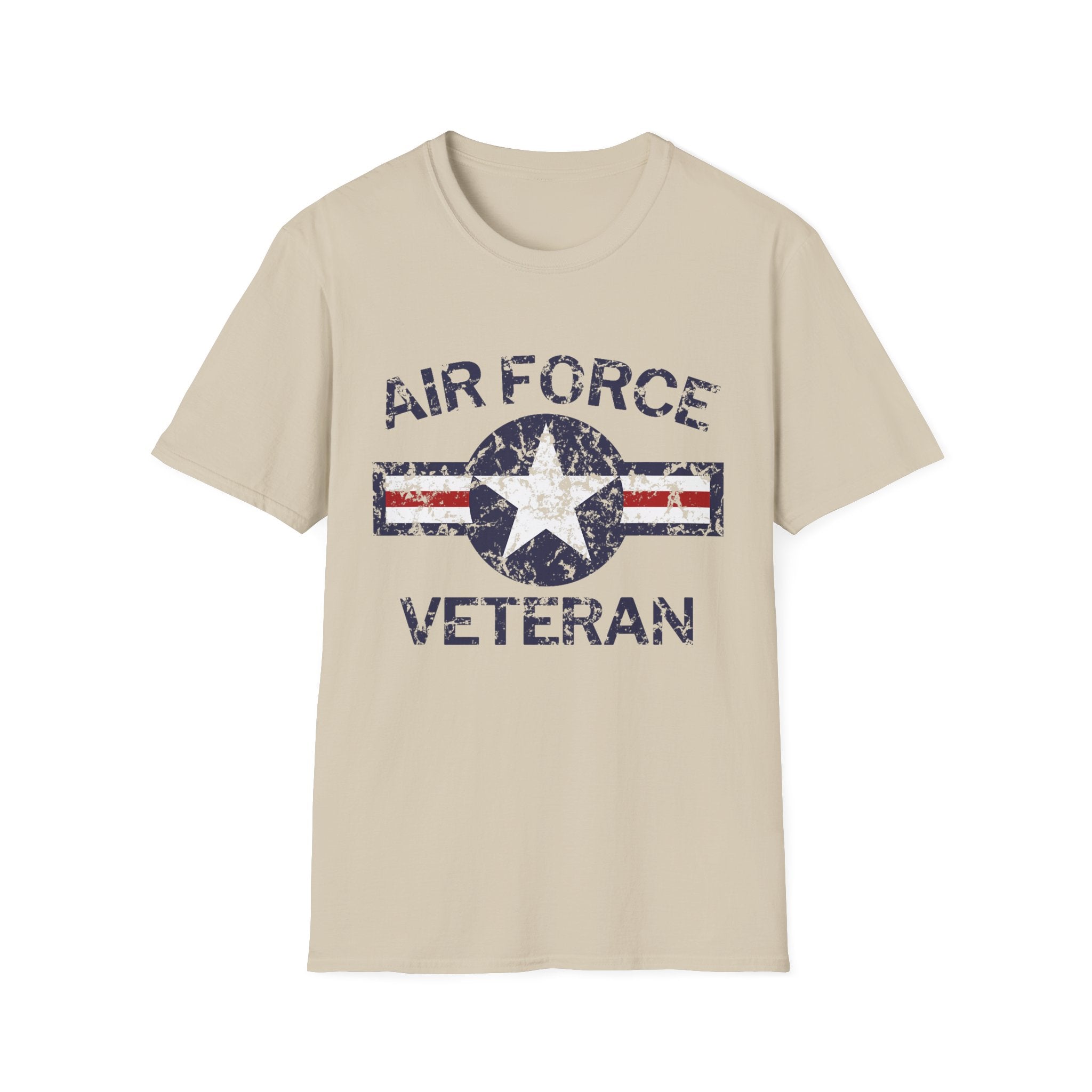 Air Force Veteran Distressed Logo T-Shirt | Military Star Stripe Tee