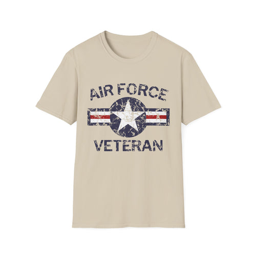 Air Force Veteran Distressed Logo T-Shirt | Military Star Stripe Tee