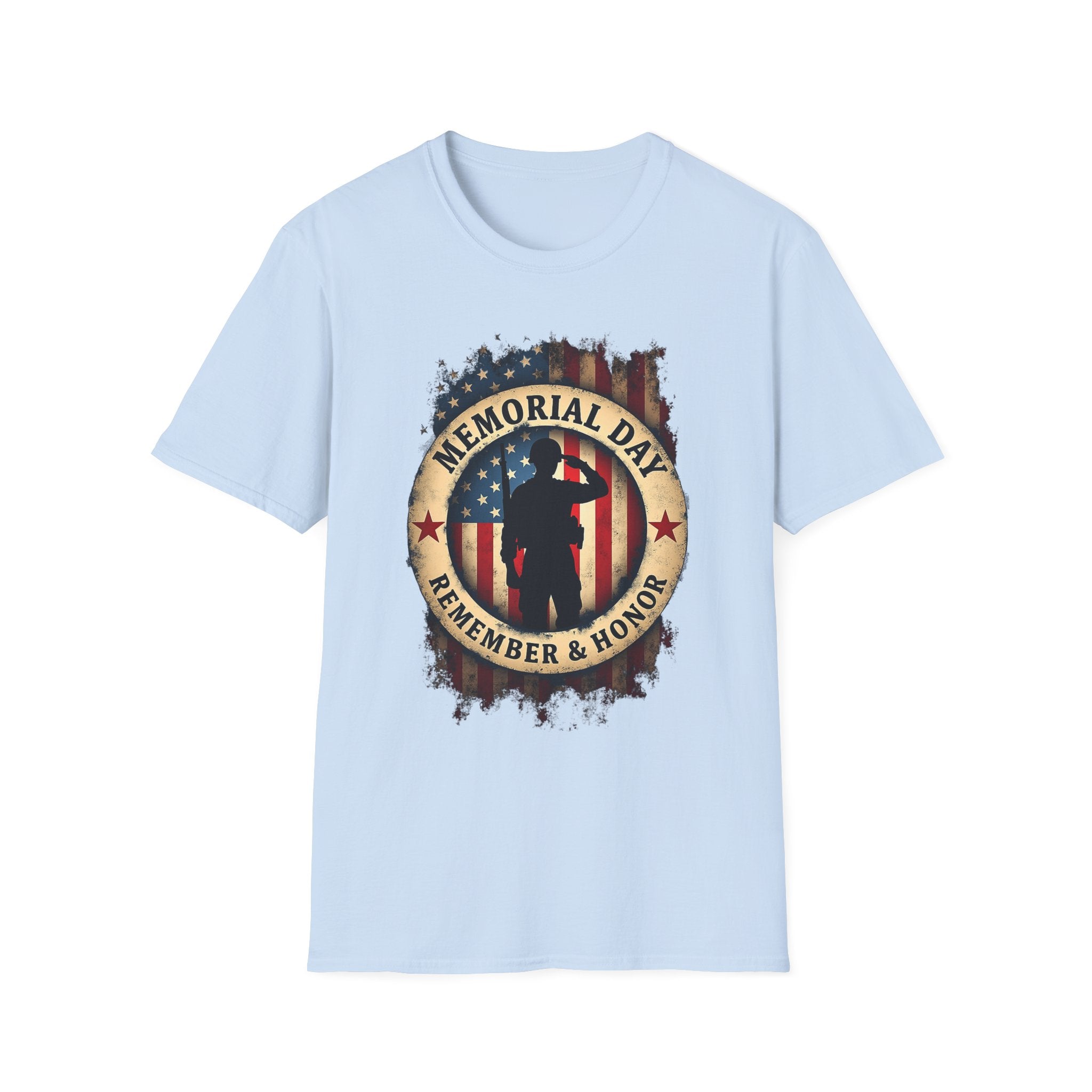 Memorial Day Remember & Honor T-Shirt | Soldier Silhouette American Flag
