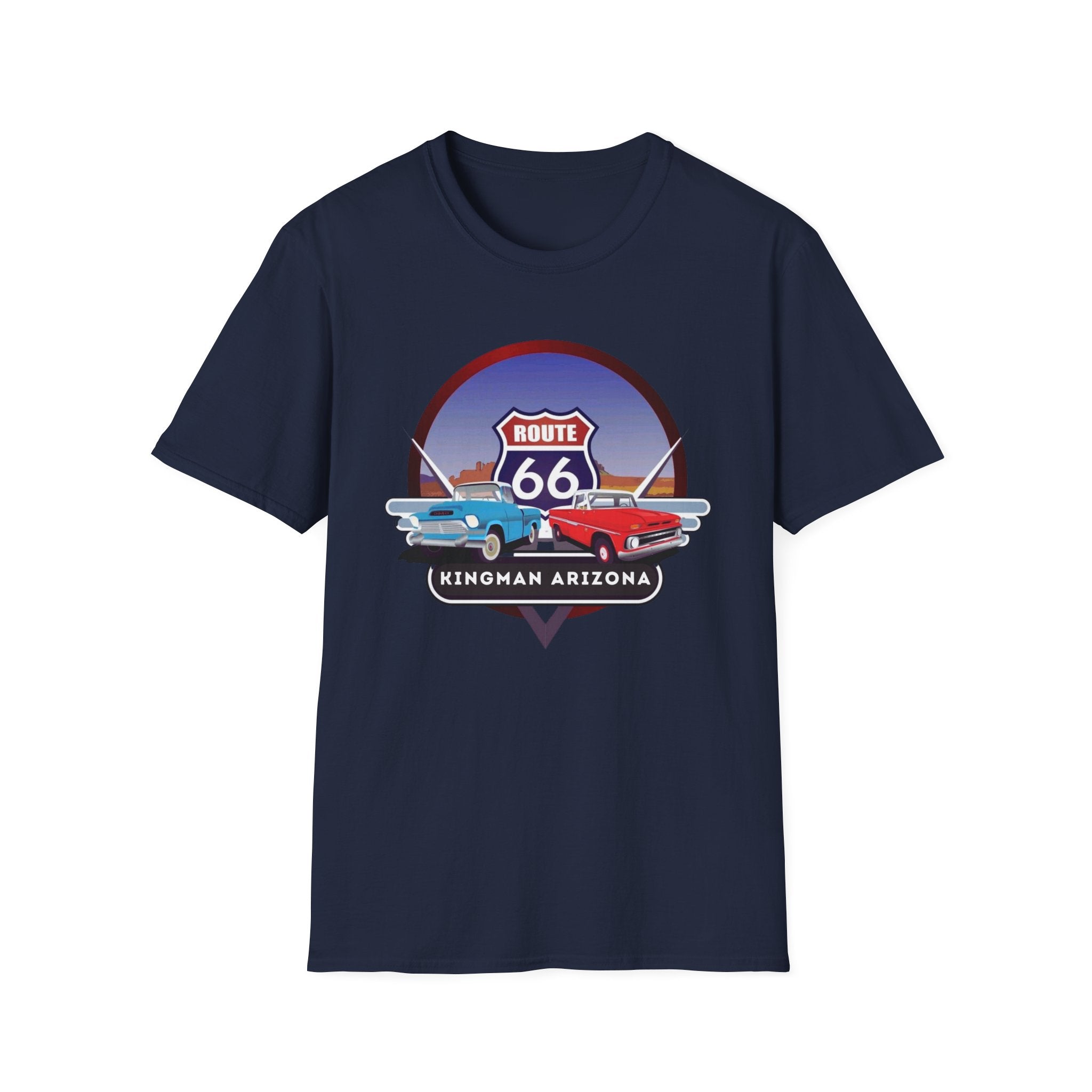 Route 66 Kingman Arizona Softstyle T-Shirt, Vintage Tee, Retro Shirt, Unisex Top, Gift for Travelers