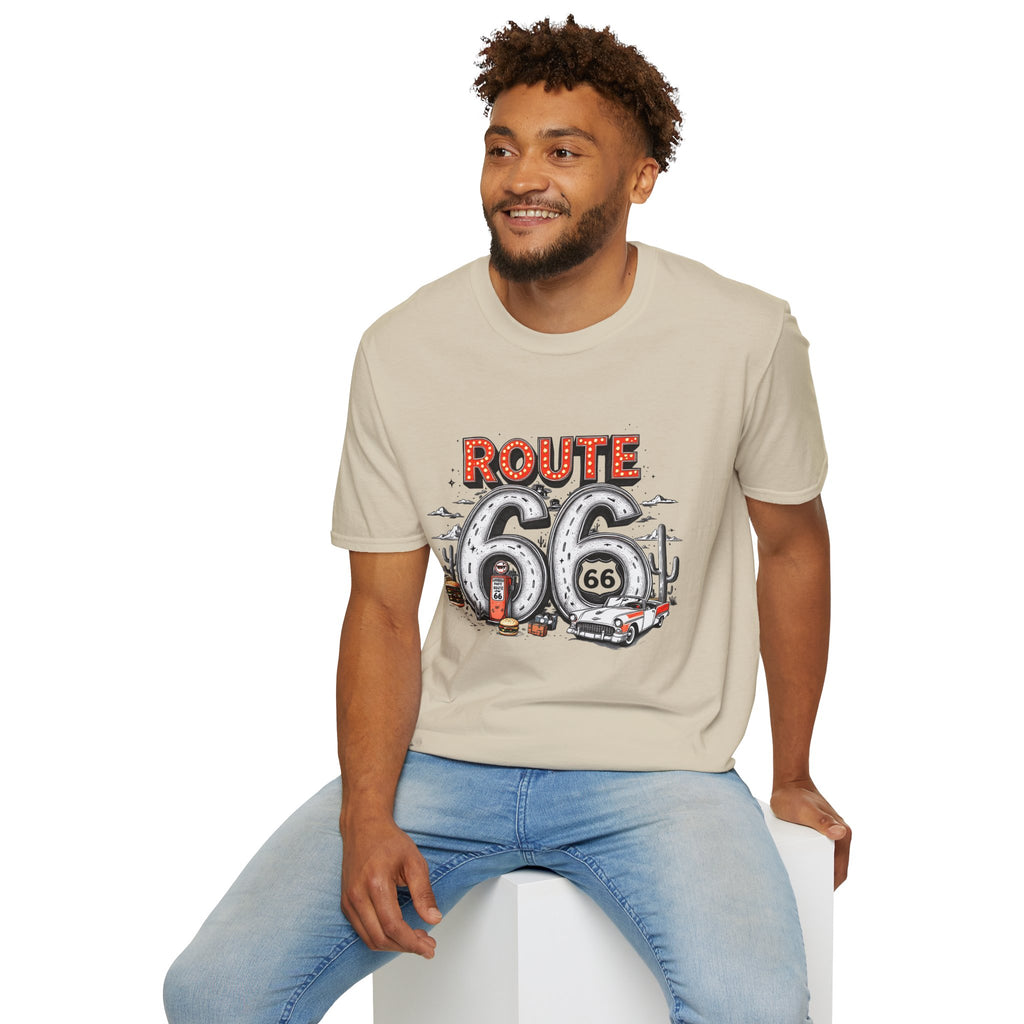 Route 66 Vintage Roadtrip T-Shirt | Classic Highway Car Signage