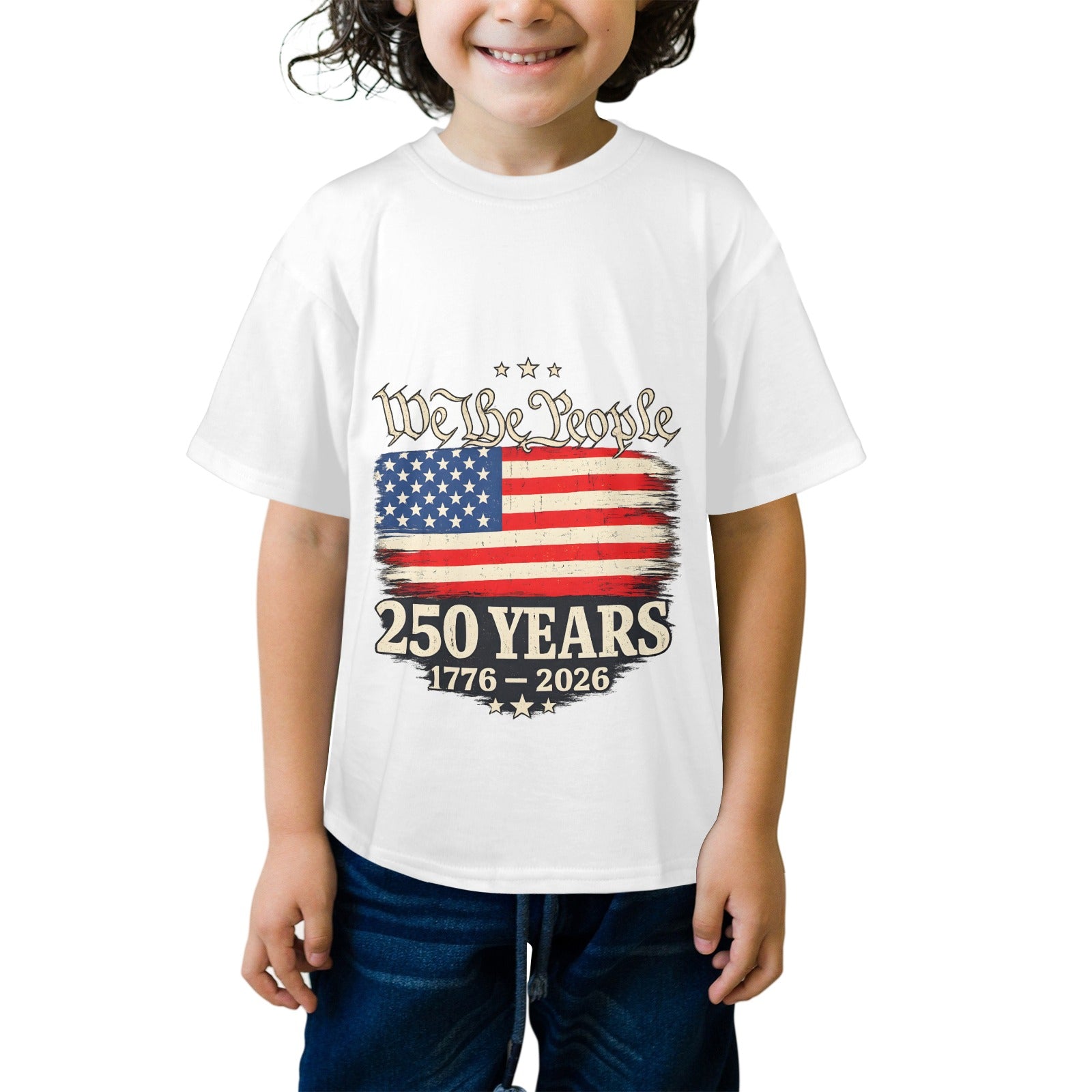 4th of July We The People 250 Years Celebration  Kids' T-Shirt in USA Size Front Print（Made in USA，Ships to USA Only）Free Shipping