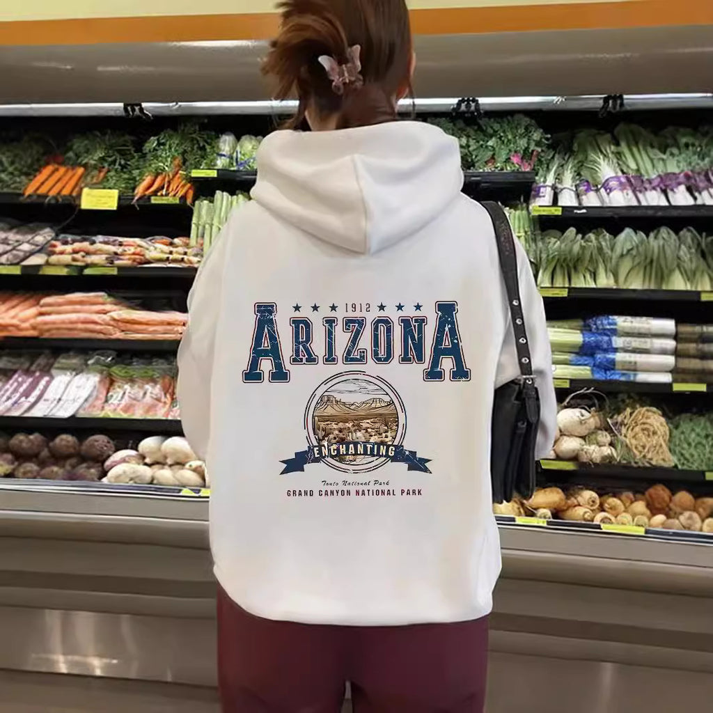 Long sleeved hoodie loose top women ARIZONA print