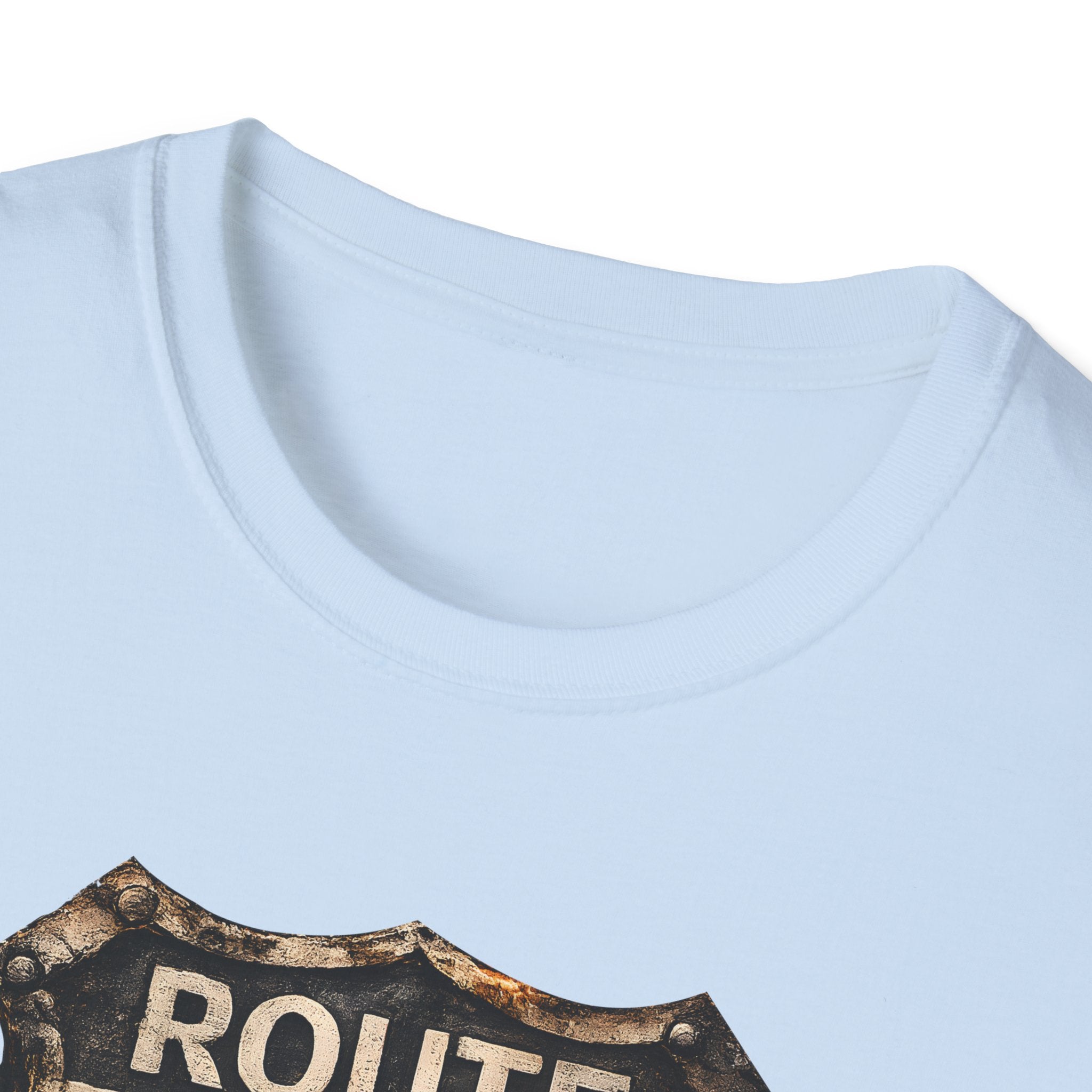 Route 66 Skull Badge T-Shirt | Ride the Legend, Winged Helmet Motorcycle Design