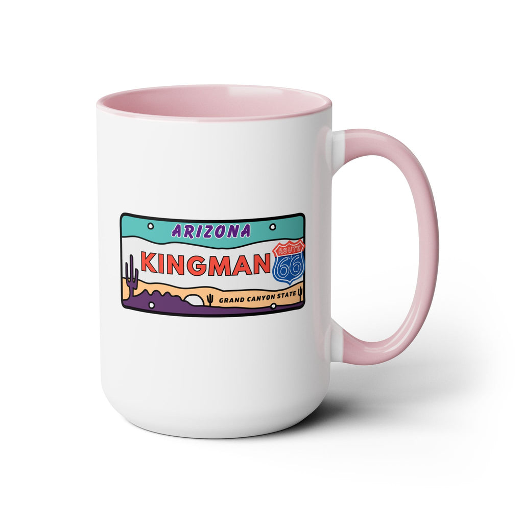Kingman Arizona Route 66 Two-Tone Coffee Mugs, 15oz