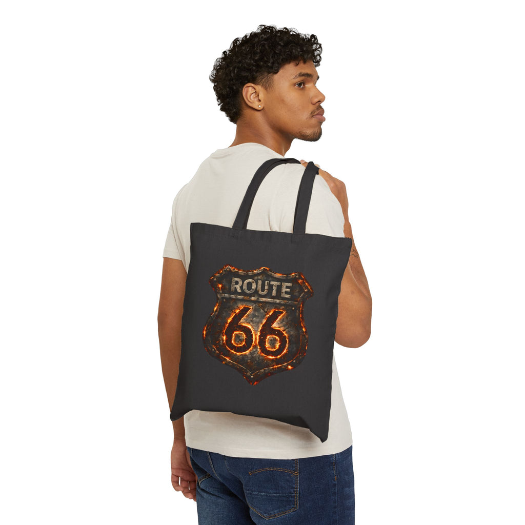 Route 66 Shield Tote Bag | Vintage Retro Road Trip Canvas Tote