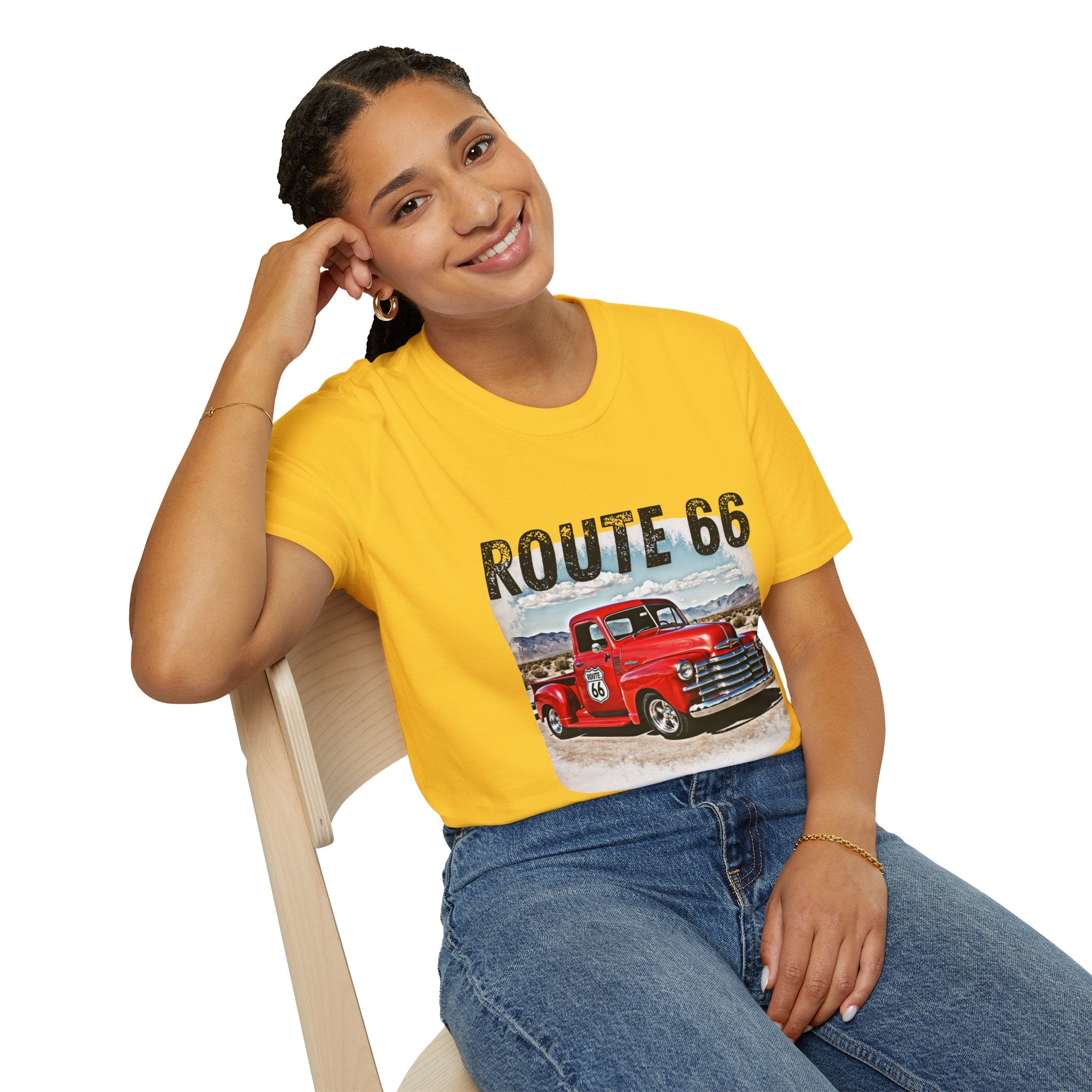 Route 66 Red Vintage Truck T-Shirt | Retro Highway Graphic