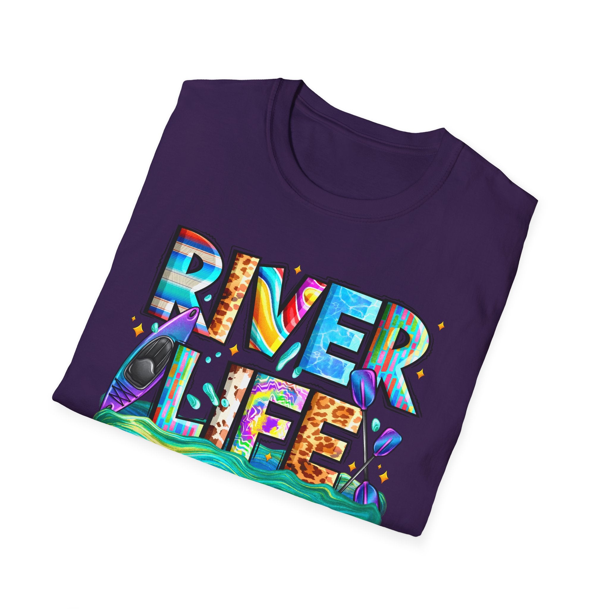 River Life T-Shirt | Colorful Fishing Scenic Graphic