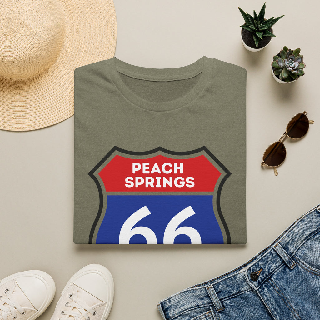 Peach Springs 66 Shield T-Shirt | Route 66 Road Sign Shirt