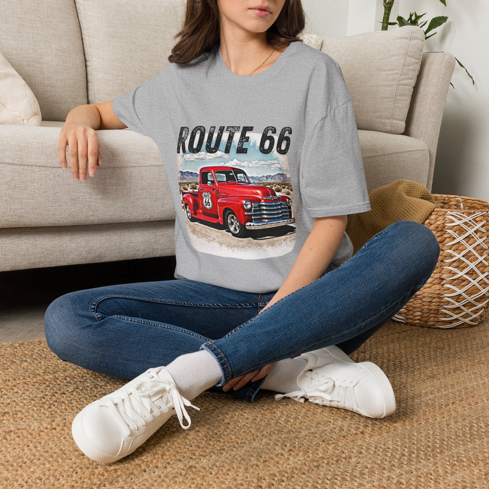 Route 66 Red Vintage Truck T-Shirt | Retro Highway Graphic