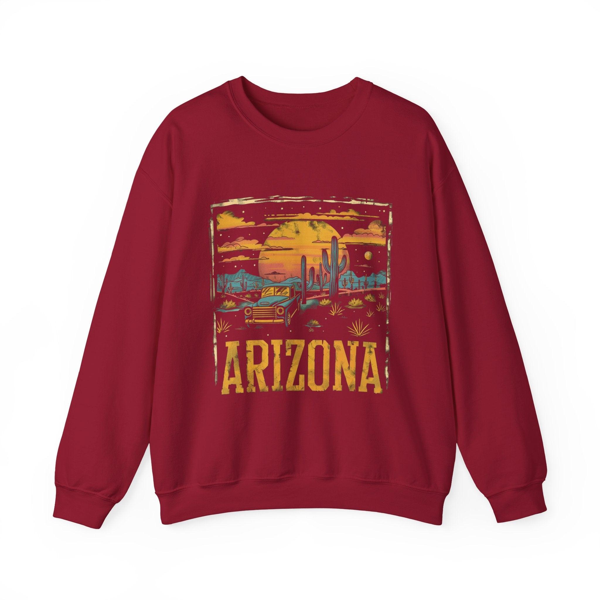 Arizona Desert Sunset Sweatshirt | Retro Cactus Landscape