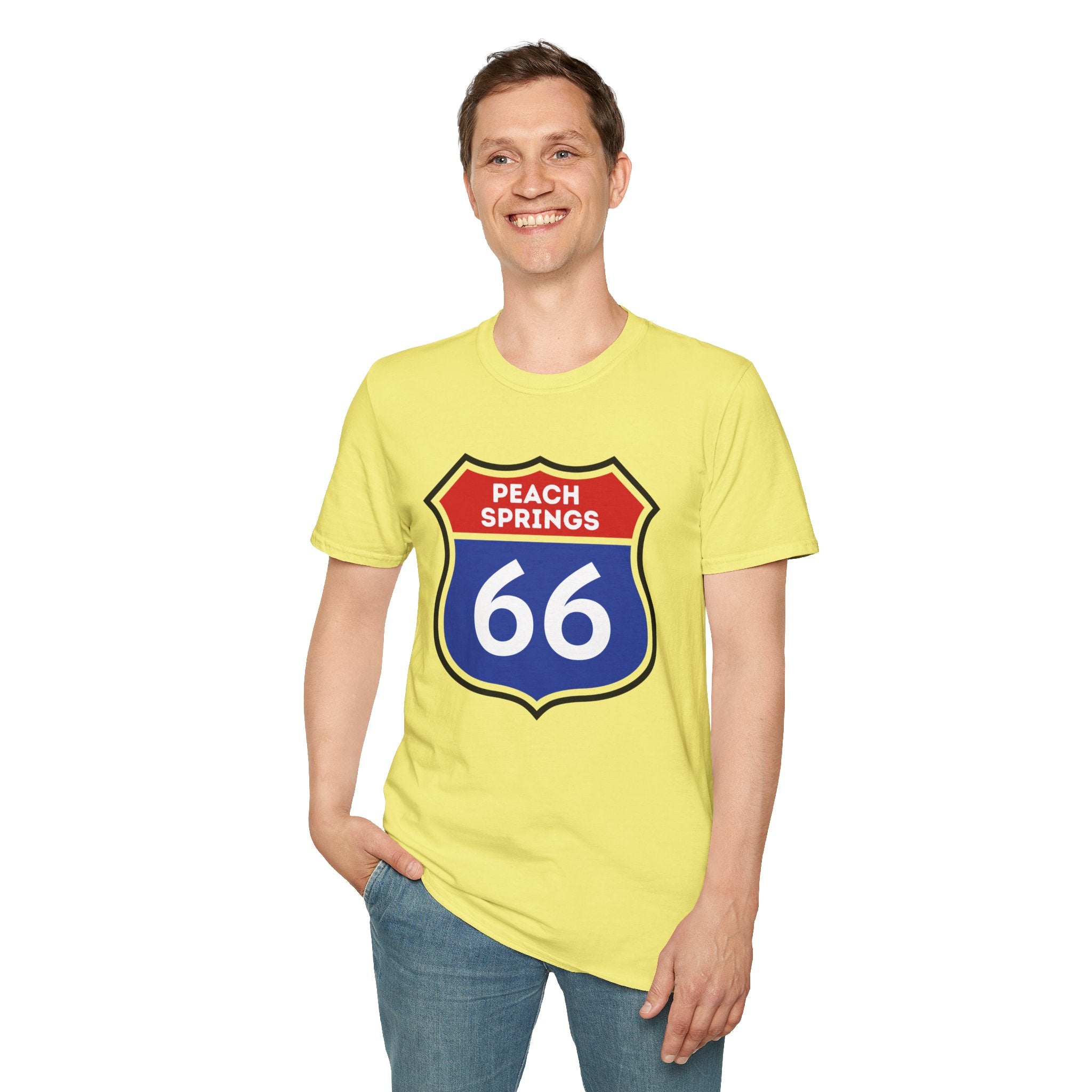 Peach Springs 66 Shield T-Shirt | Route 66 Road Sign Shirt