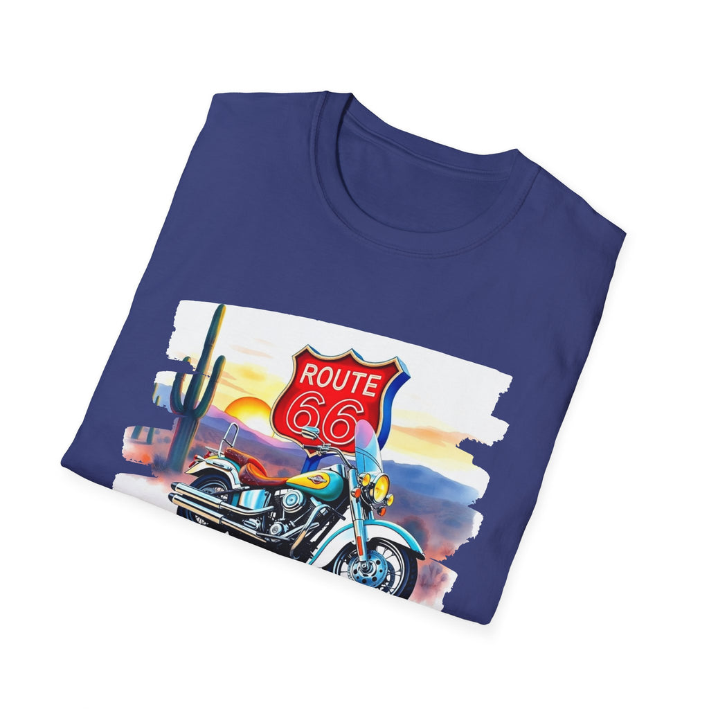 Route 66 Motorcycle T-Shirt | Desert Sunset Biker Graphic