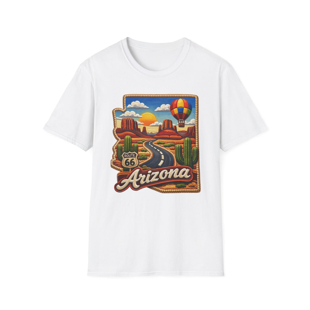 Arizona Route 66 Desert Road T-Shirt | Hot Air Balloon Southwestern Scene