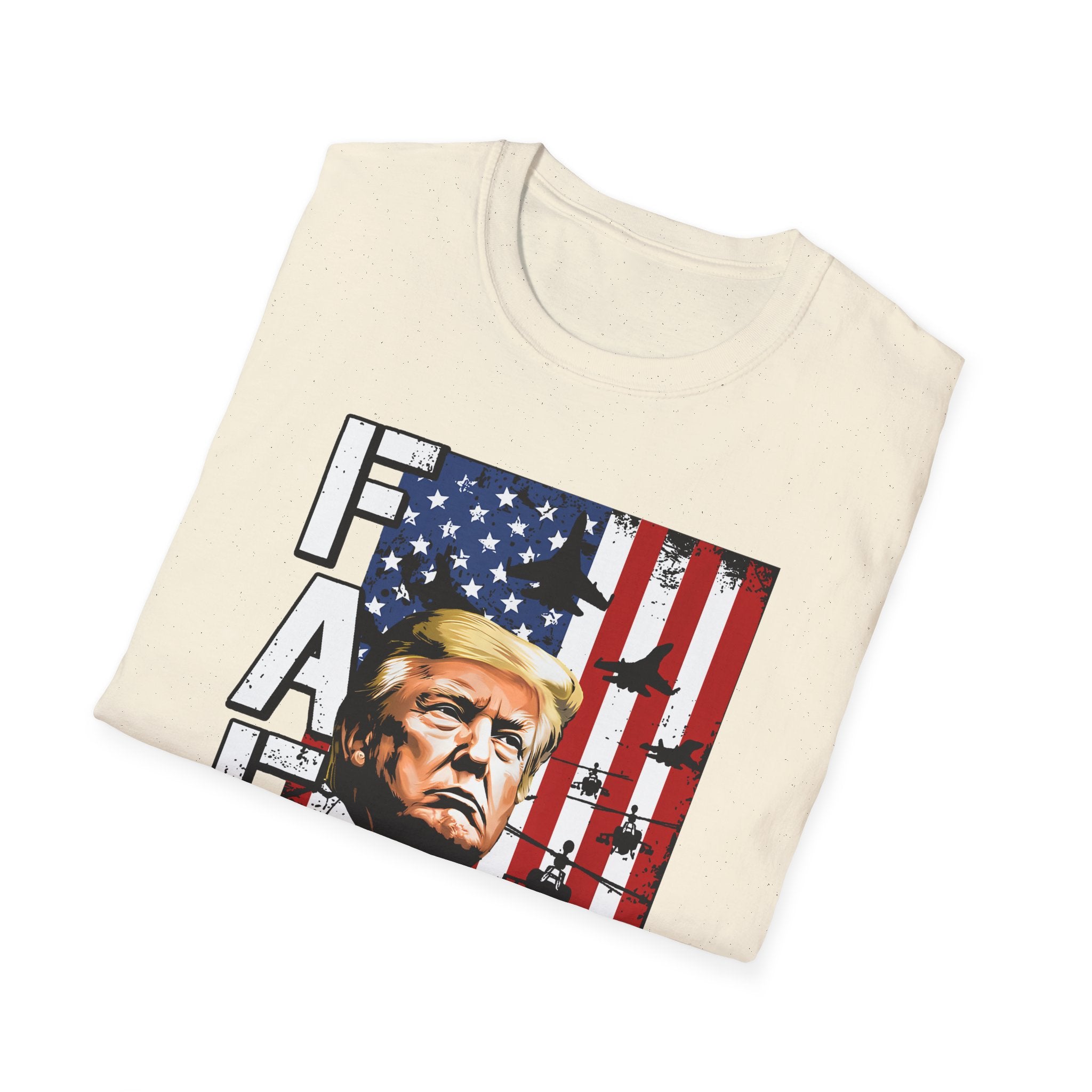 FAFO Patriotic Political Portrait T-Shirt | Flag Background, Bold Lettering