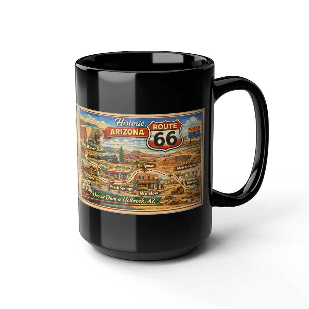Historic Route 66 Arizona map Mug | Black ceramic road trip souvenir
