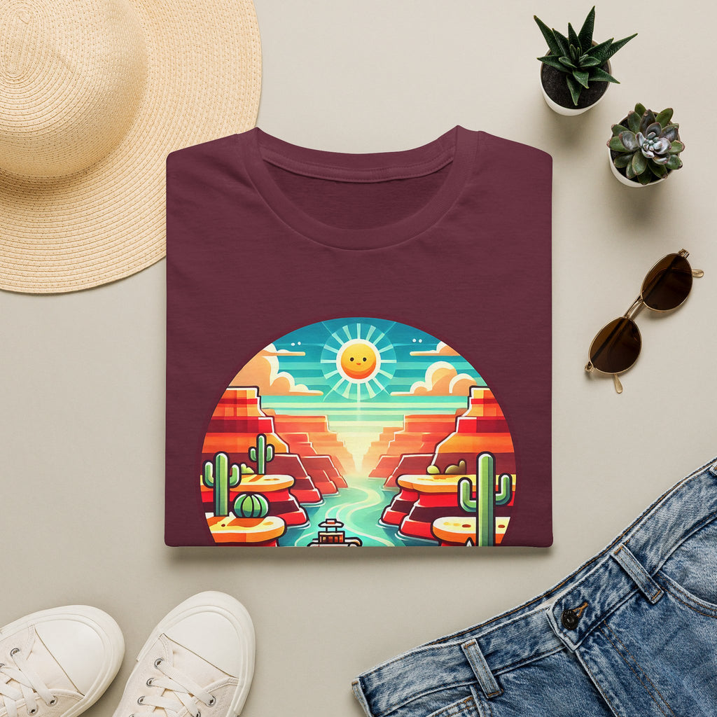 Grand Canyon National Park Retro Sunset T-Shirt | Canyon River Illustration
