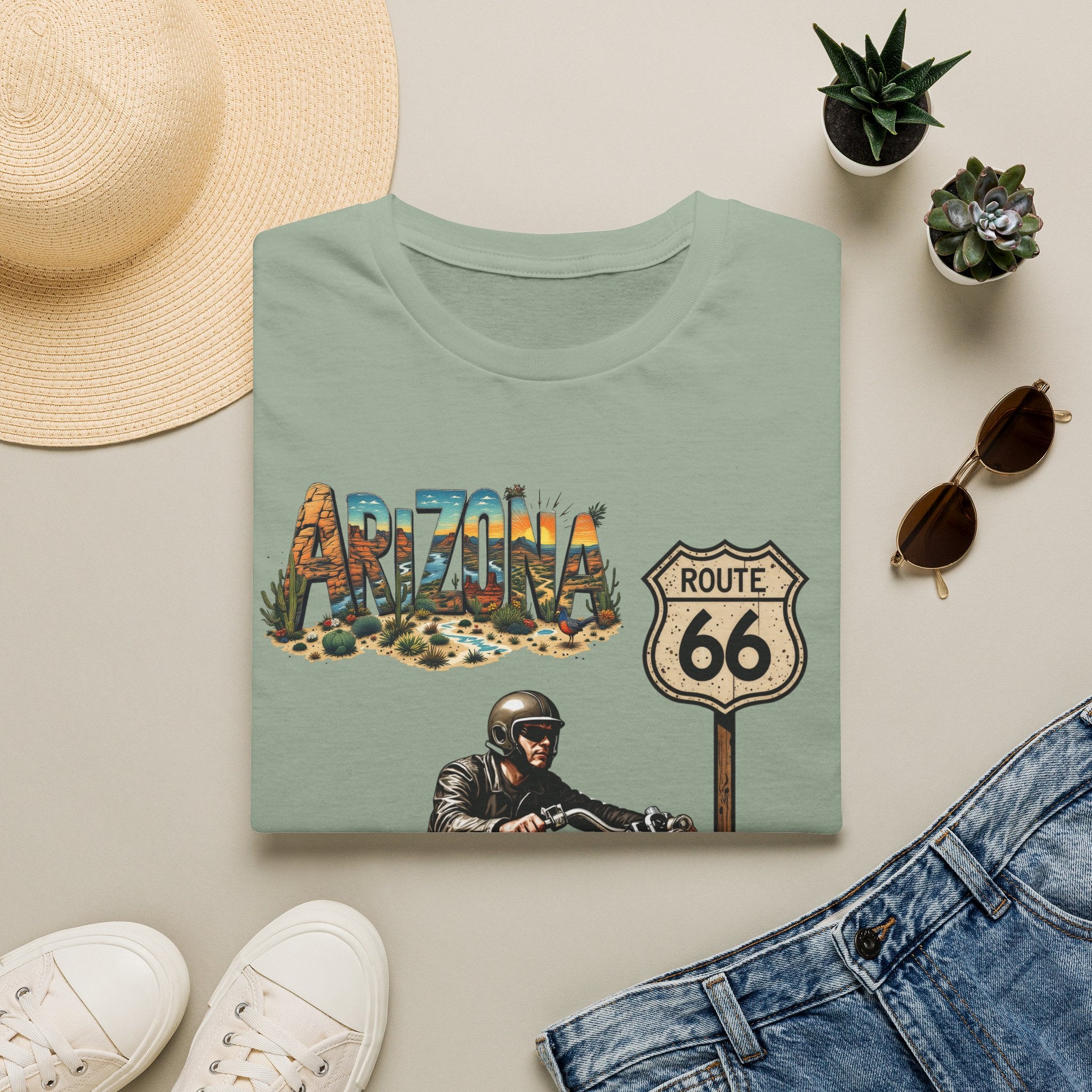 Arizona Route 66 Motorcycle T-Shirt | Biker Road Trip Tee