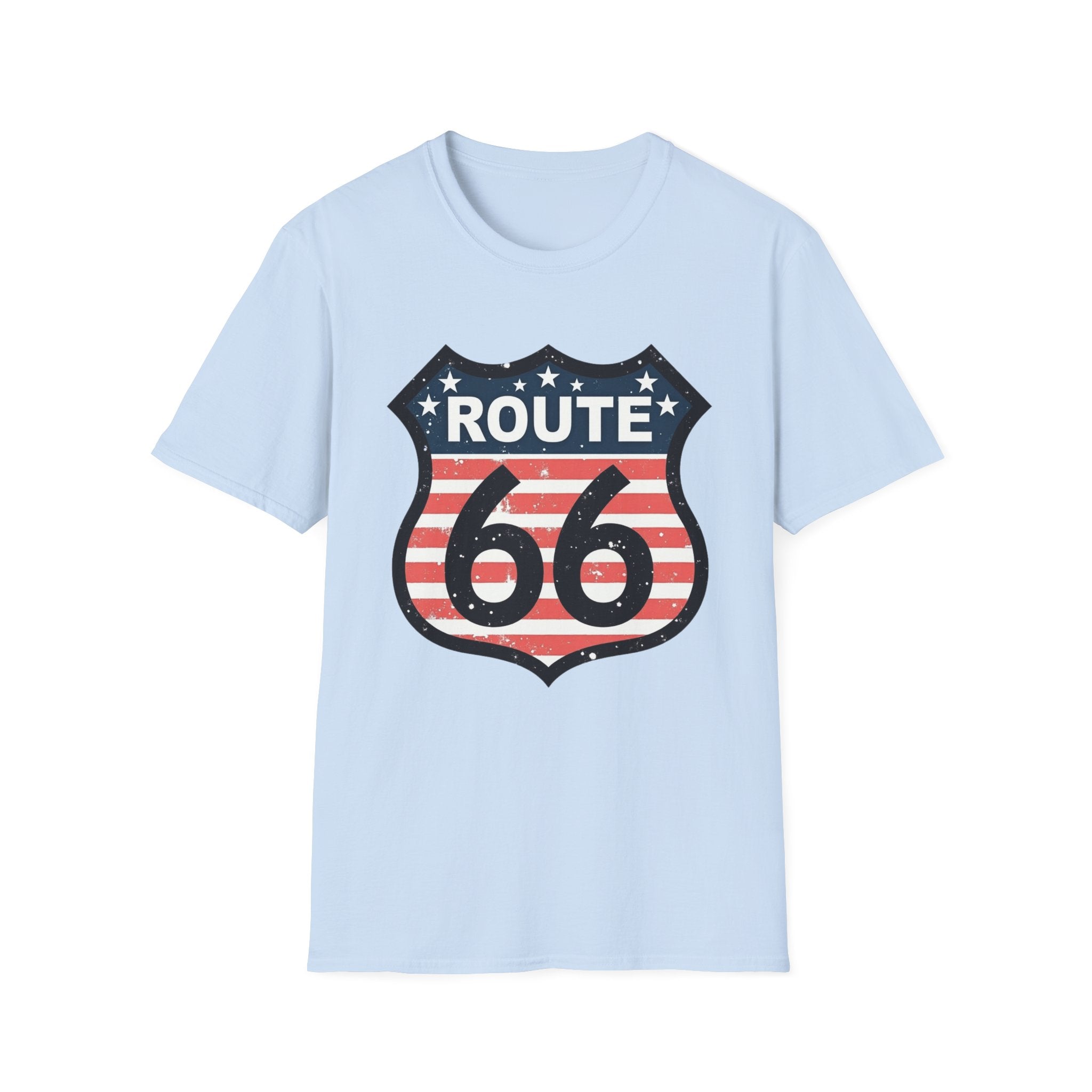 Route 66 Shield T-Shirt | American Flag Vintage Road Sign