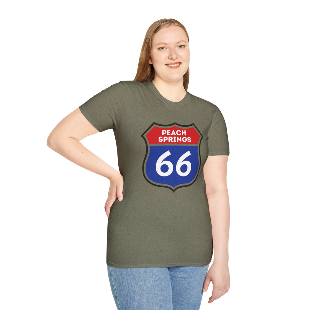 Peach Springs 66 Shield T-Shirt | Route 66 Road Sign Shirt