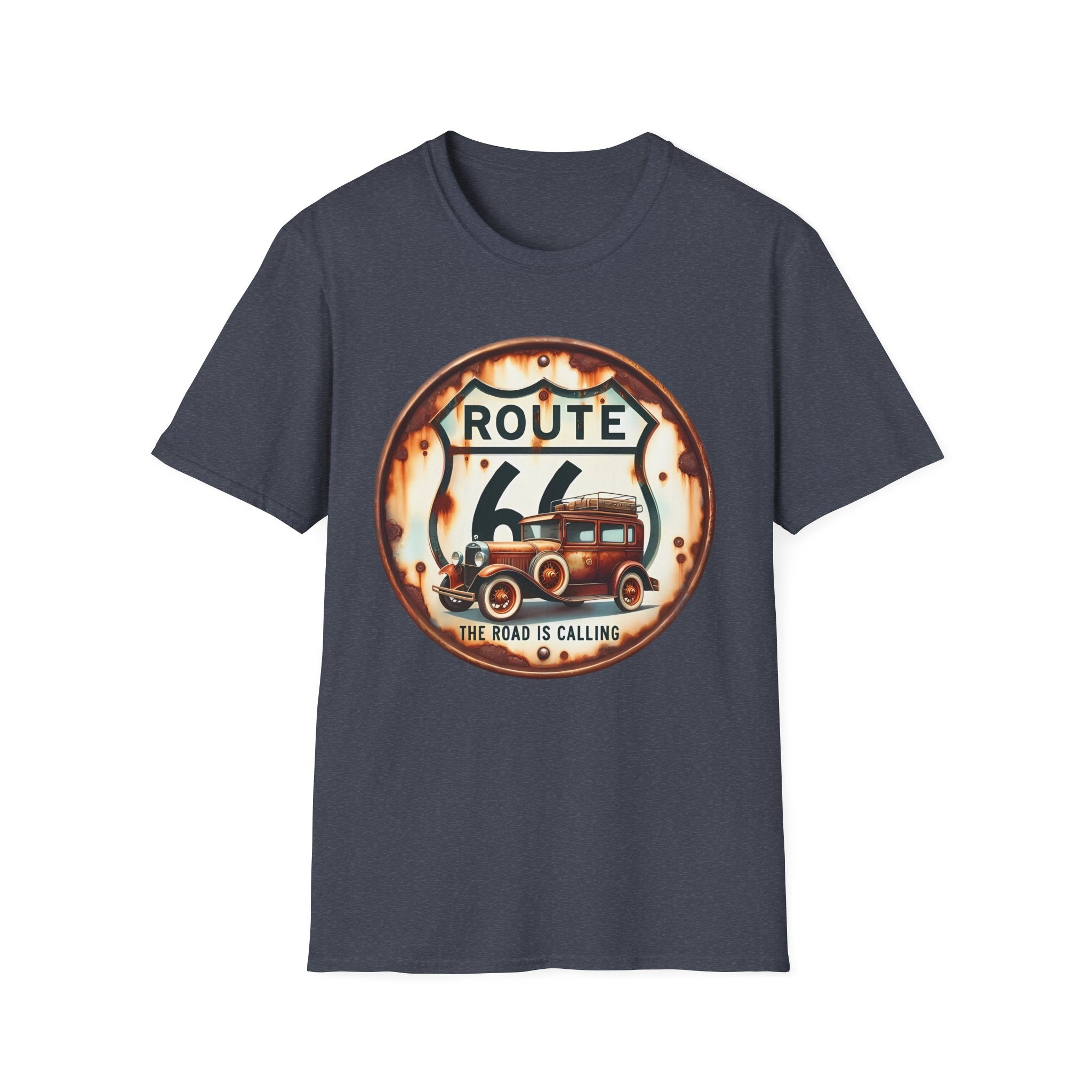 Route 66 Vintage Woody Wagon T-Shirt | The Road Is Calling, Retro Roadtrip Tee