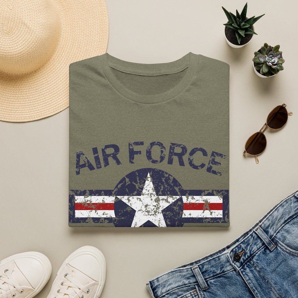 Air Force Veteran Distressed Logo T-Shirt | Military Star Stripe Tee
