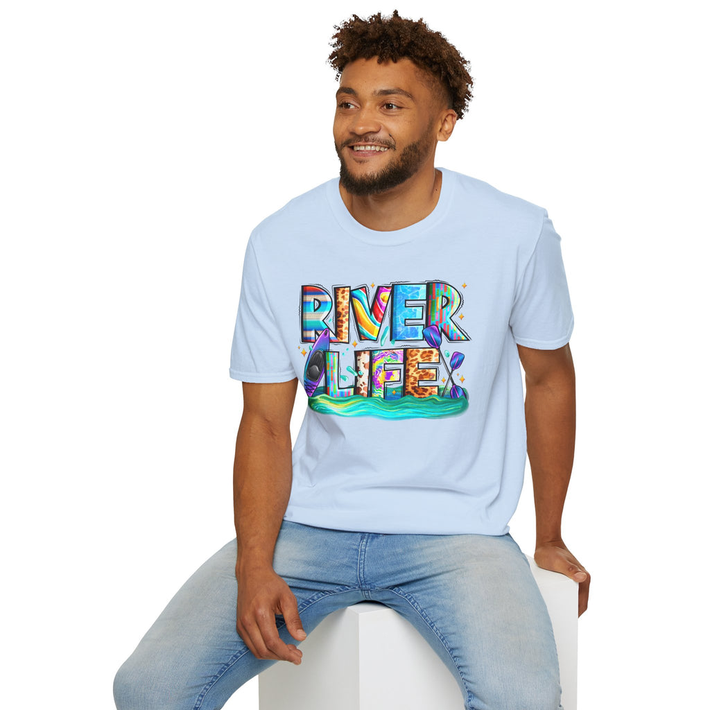 River Life T-Shirt | Colorful Fishing Scenic Graphic