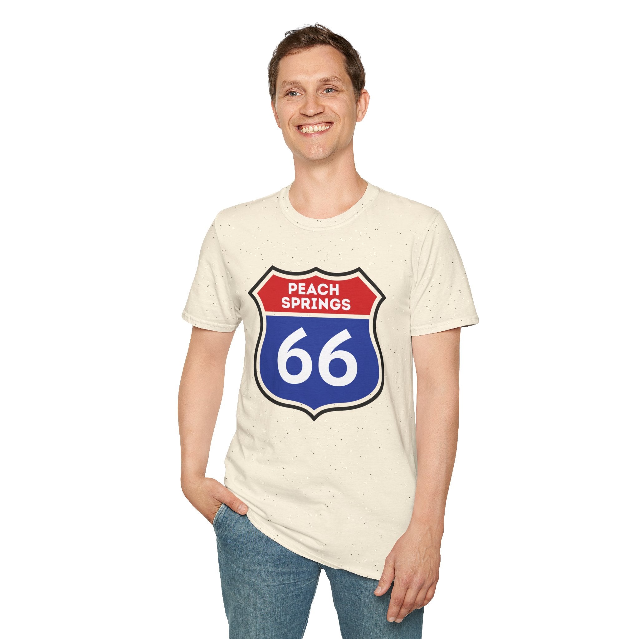 Peach Springs 66 Shield T-Shirt | Route 66 Road Sign Shirt