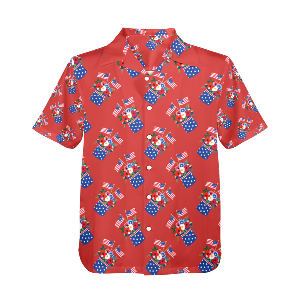 Red White Blue Celebration Men's All Over Print Shirt Made In USA Ships to USA Only Free Shipping