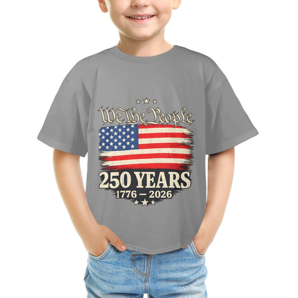 4th of July We The People 250 Years Celebration  Kids' T-Shirt in USA Size Front Print（Made in USA，Ships to USA Only）Free Shipping