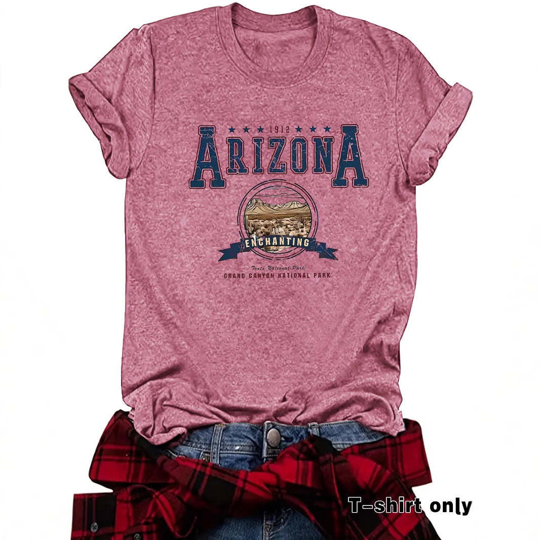 Round neck short sleeved t-shirt with ARIZONA print