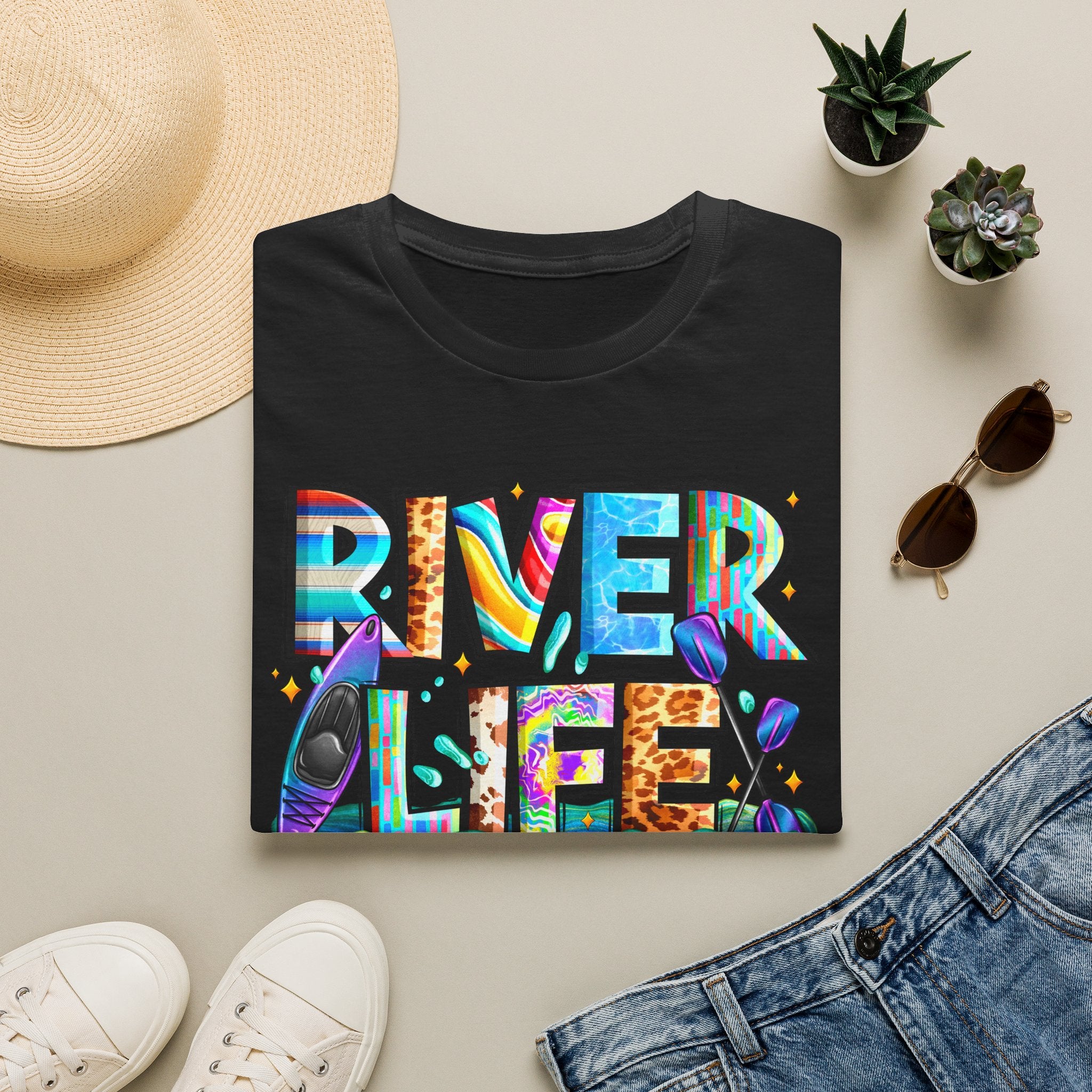 River Life T-Shirt | Colorful Fishing Scenic Graphic