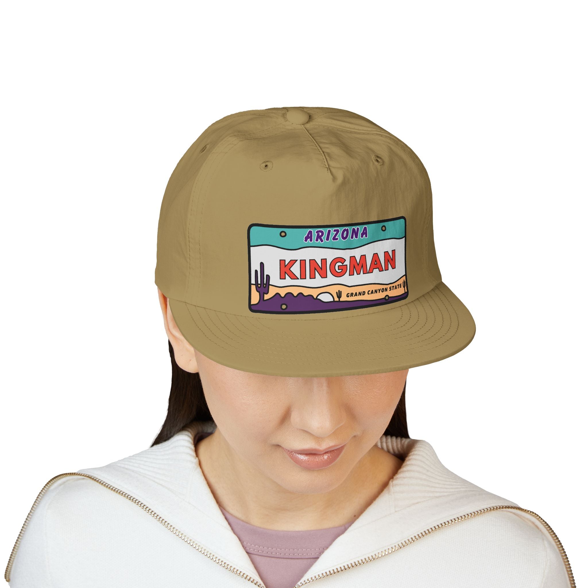 Surf Cap, Beach Hat, Summer Headwear, Kingman Arizona License Plate Dessert Cap for Water Sports