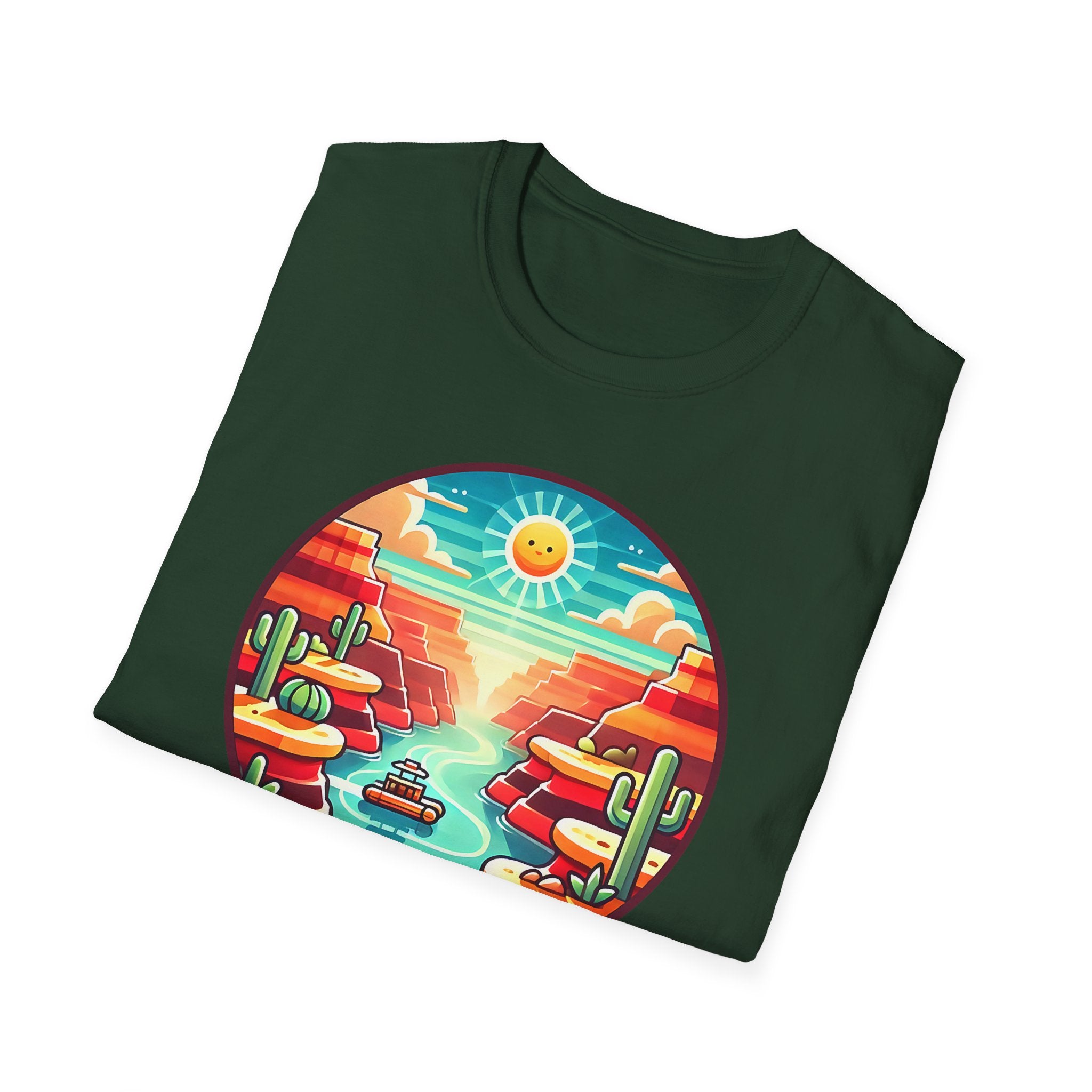Grand Canyon National Park Retro Sunset T-Shirt | Canyon River Illustration