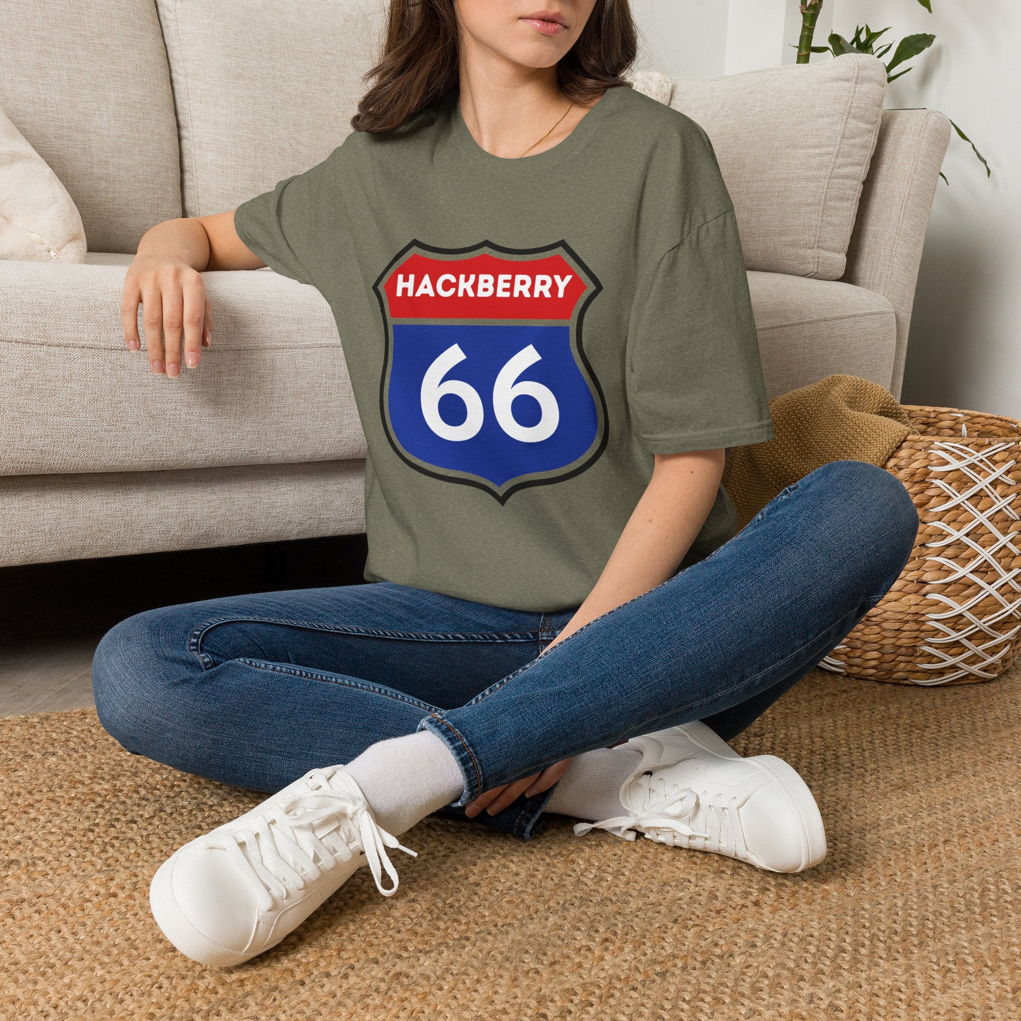 Hackberry 66 Shield T-Shirt | Route 66 Road Sign Tee
