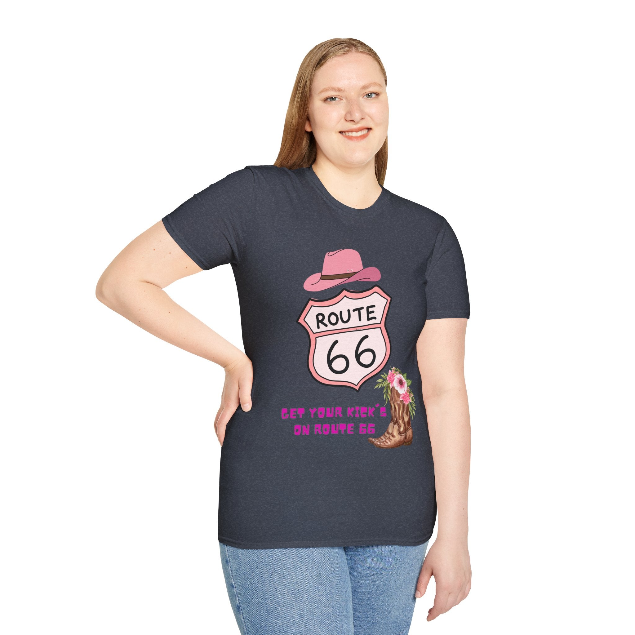 Route 66 Softstyle T-Shirt, Get Your Kick's On, Men Women, Unisex Tee Gift, Travel Highway Shirt