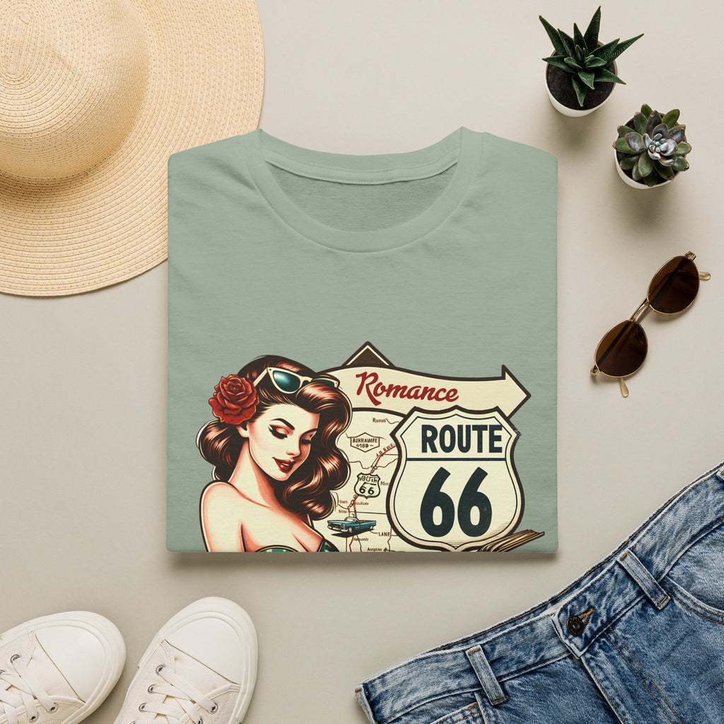Pinup Girl Route 66 T-Shirt | Vintage Roadtrip Retro Sign