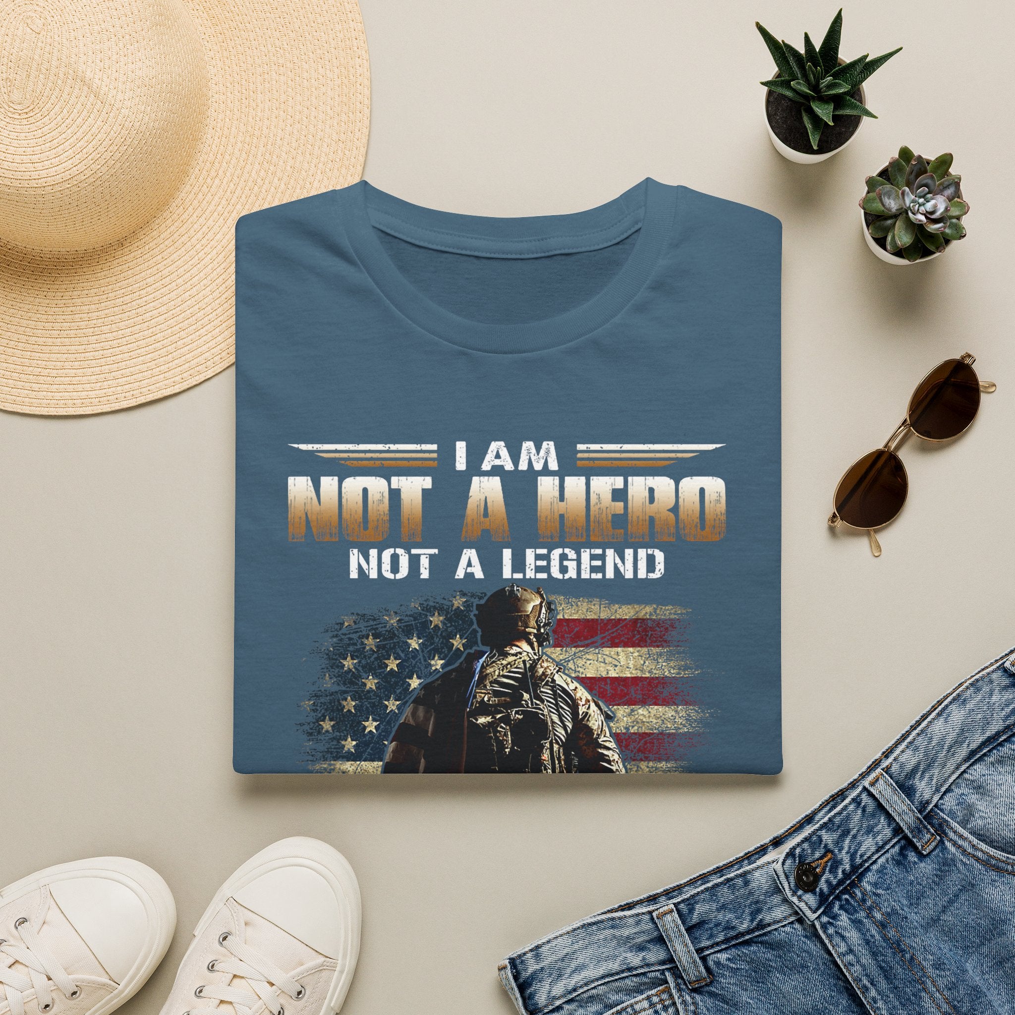 I Am Not a Hero I Am a U.S. Veteran T-Shirt | American Flag Soldier Tee